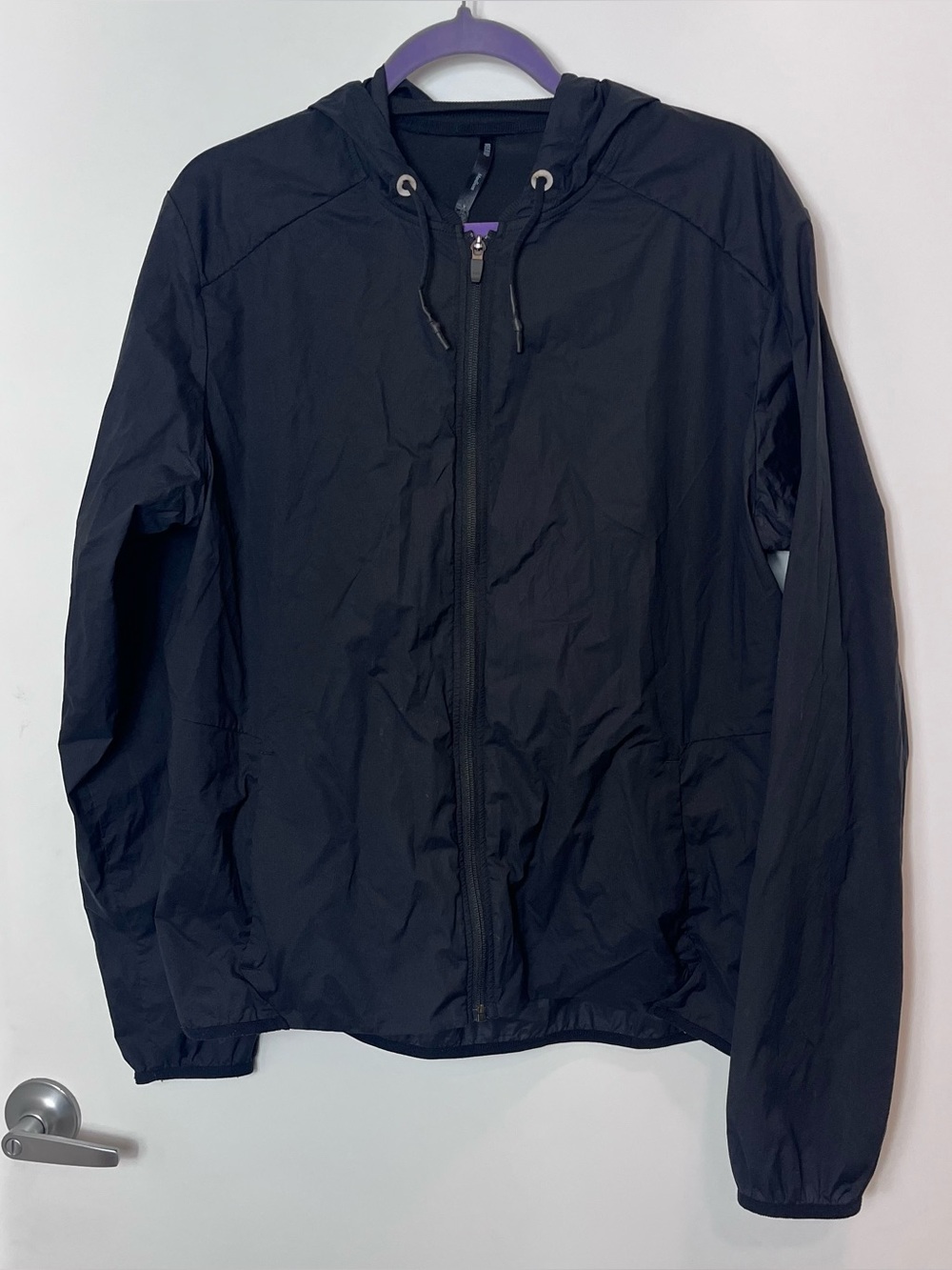REI Co-op Hooded Windbreaker Full Zip Black Women Medium Lightweight Jacket PNW